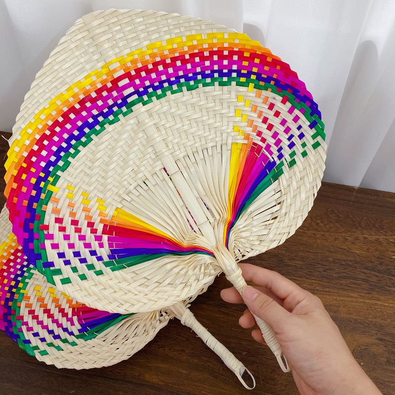 Colorful bamboo woven large Pu Fan old-fashioned fan summer dance baby banana fan bamboo sunflower fan children ancient style fan