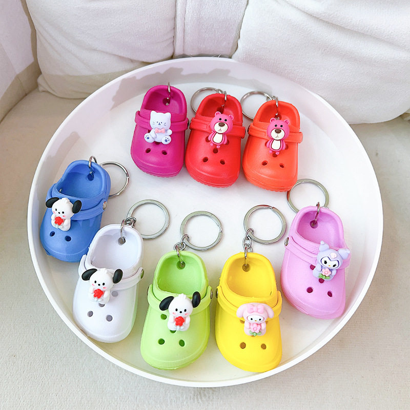 New cute small mini slippers hole shoes steam couple keychain shoes backpack pendant small gifts wholesale