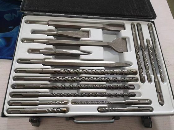 Electric hammer drill chisel 17/13/12/11/10 piece set plastic box aluminum box iron box wall-breaking shovel combination set