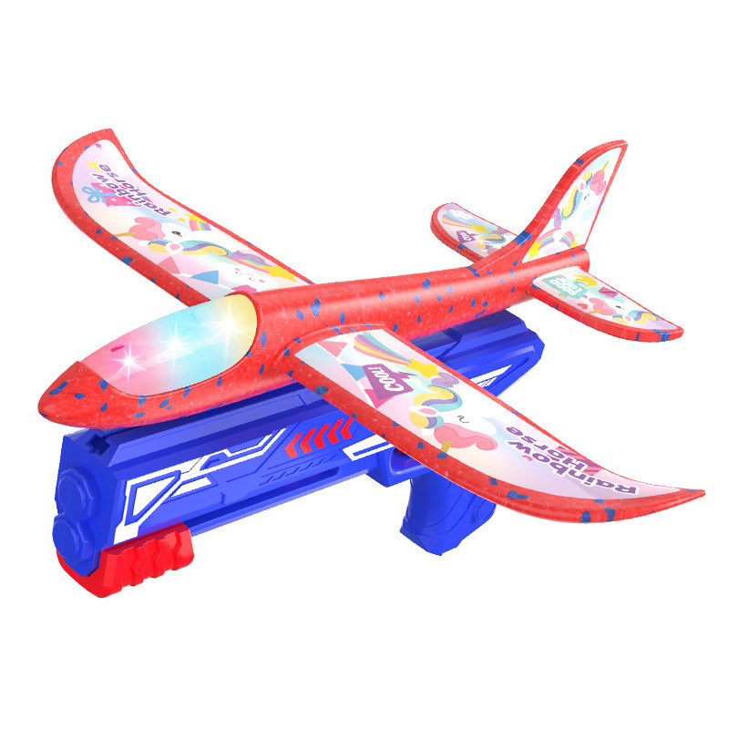 Children's Outdoor Toy Hand Foam Ejection Aircraft Throwing Launch Lighting Aircraft Gun Stall