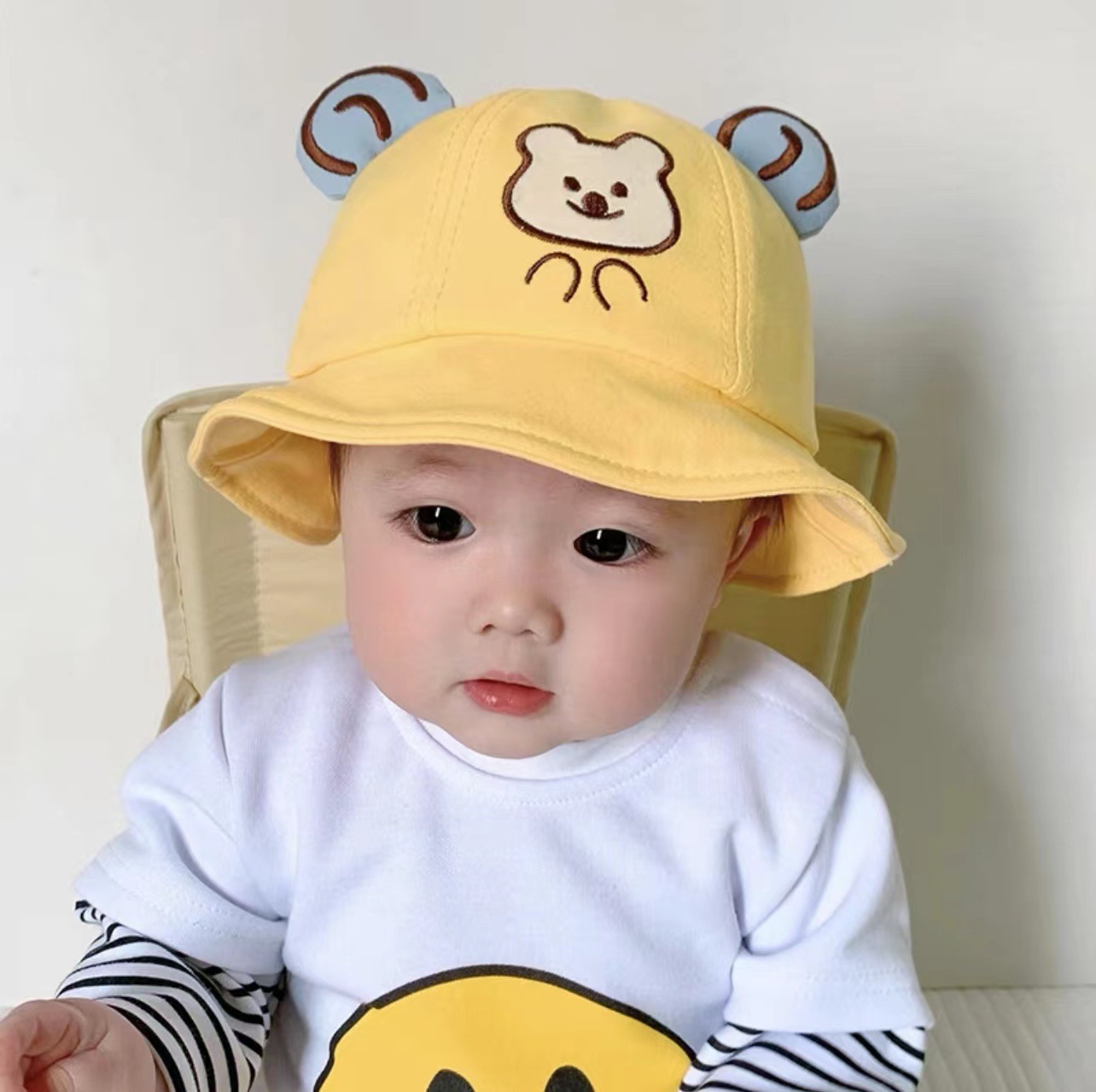 Baby Hat Spring and Autumn Thin Baby Cute Super Cute Basin Hat All-match Sunshade Sunscreen Fisherman Hat for Boys and Girls