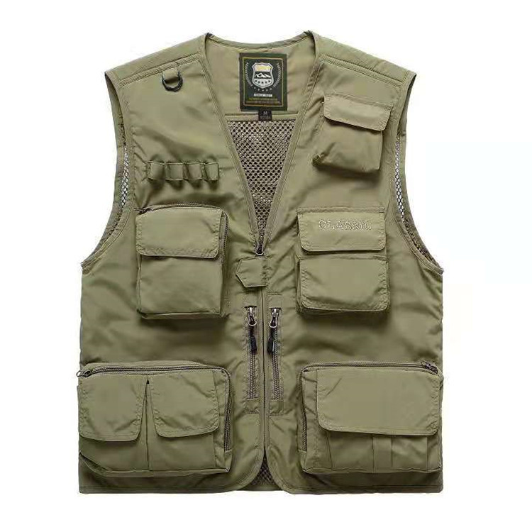 Men's Casual Vest Outdoor Multi-Pocket Photography Fishing Vest Waistcoat Large Size Vest Men's Casual Jacket 7898