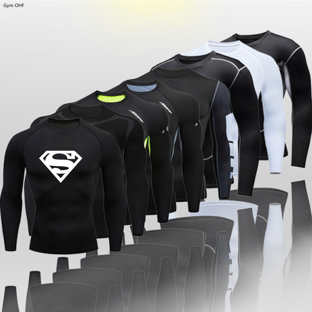 Cross-border Explosions Men's Fitness Suit Superman Printed Tight Short-sleeved T-shirt Shirt Quick-drying High-elastic Sportswear