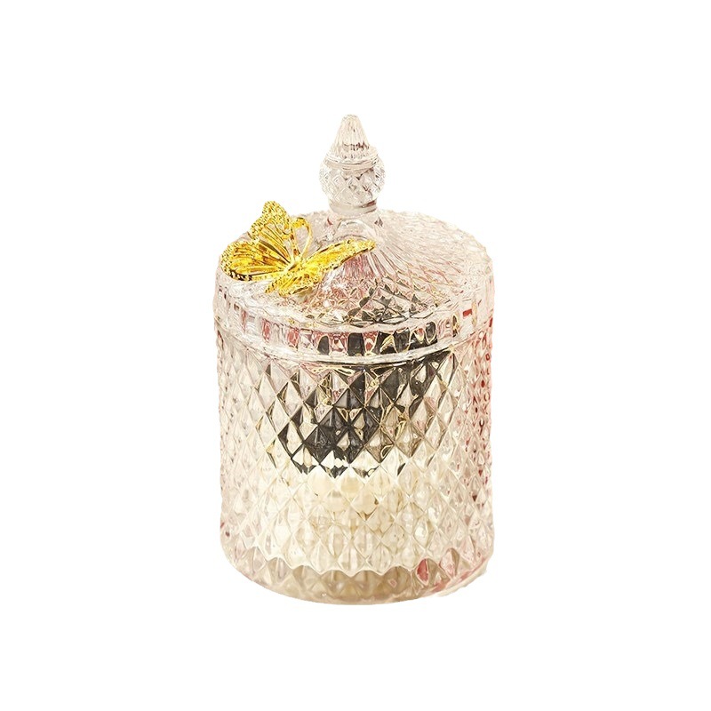 轻奢玻璃糖果罐创意精致客厅装饰储物罐收纳摆件复古玻璃罐子批发