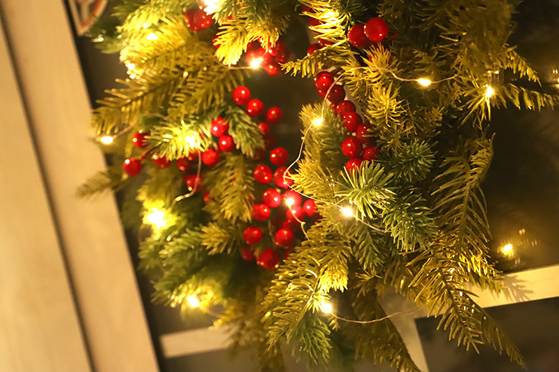 Hongyu rote Früchte PE Weihnachtskranz Weihnachtsfeiertagsanhänger Plastikring Weihnachtsdekoration Türbehang_voghion.com
