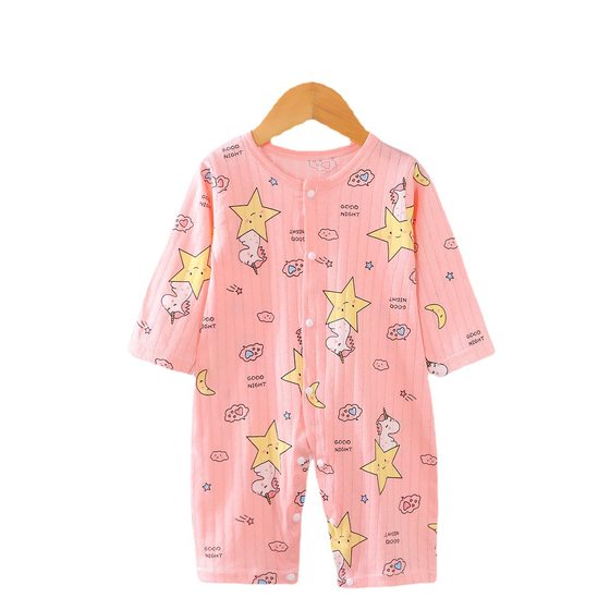 Baby Jumpsuit cotton long sleeve open romper thin pajamas summer new baby romper boys and girls loose