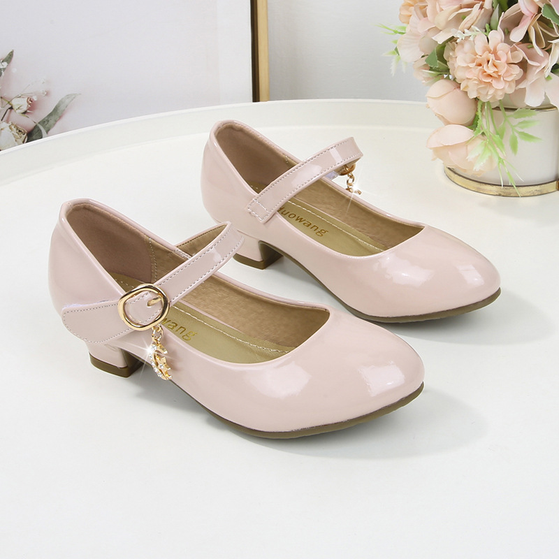 Girls' High-heeled Leather Shoes 2023 Four Seasons British School Student Shoes Single-layer Shoes Children's Performance Ballet Princess Shoes