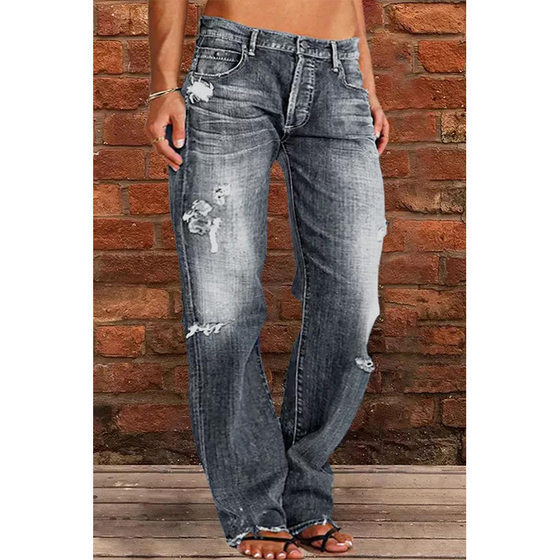 European and American Explosions Independent Station wish Women's Jeans Slim Fit Slimming Washed Flare Pants Women's Pants NK205