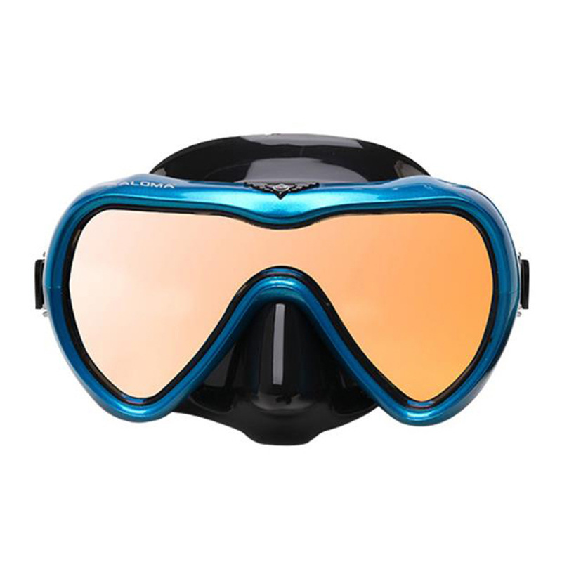 Máscara de snorkel de silicona líquida de vidrio templado con película antivaho de lente única para adultos Gafas de buceo Gafas de buceo profundo_voghion.com
