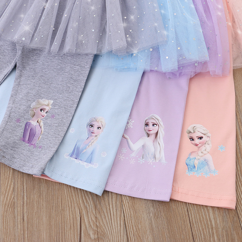 2024 children's clothing summer new girls' cropped culottes leggings outer wear fake two-piece mesh ins one-piece delivery