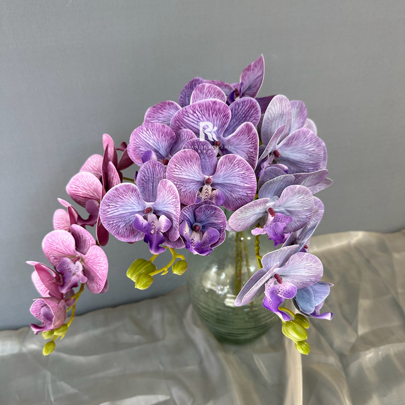 Wedding Orchid 3D Printed 7-Head Tactile Orchid Wedding Hotel Background Flower Arrangement Pathway Decor Artificial Flower