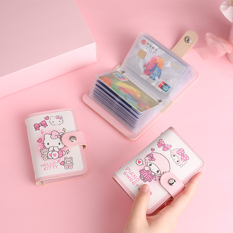 Cartoon Cute Student Card Holder Women's Ultra-thin Large Capacity Driver's License Multi-Card Holder Portable Wallet Kt Cat Snap
