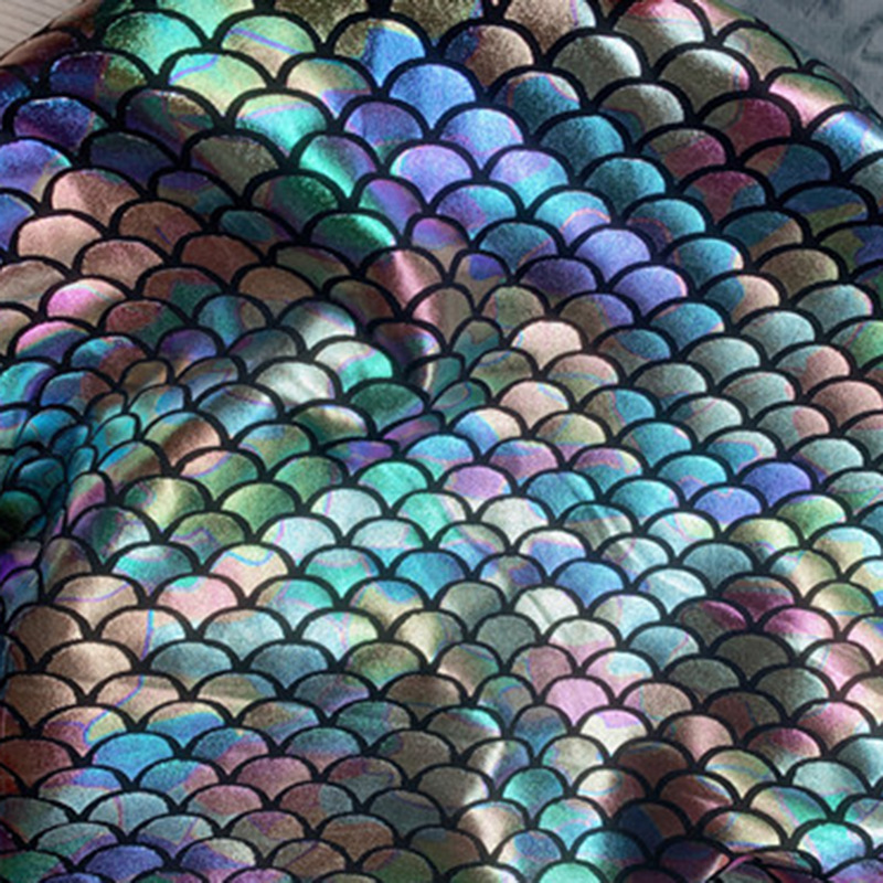 Stretch Fish Scale Fabric Colorful Laser Bronzing Fabric Clothing Stage Performance Fabric Shiny Decorative Fabric