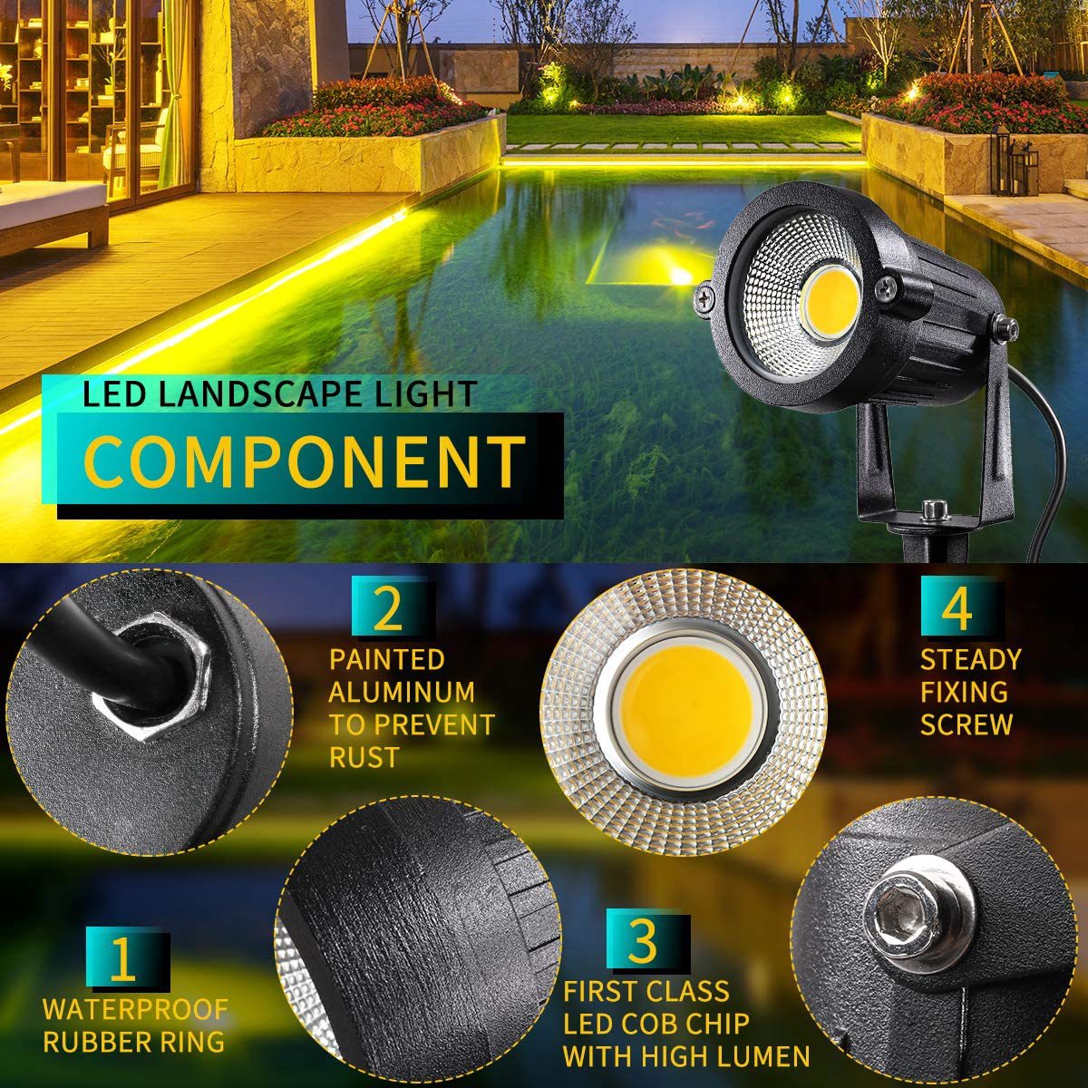 cob lawn light 5W outdoor waterproof courtyard landscape Road Spotlight low voltage 12v floor light