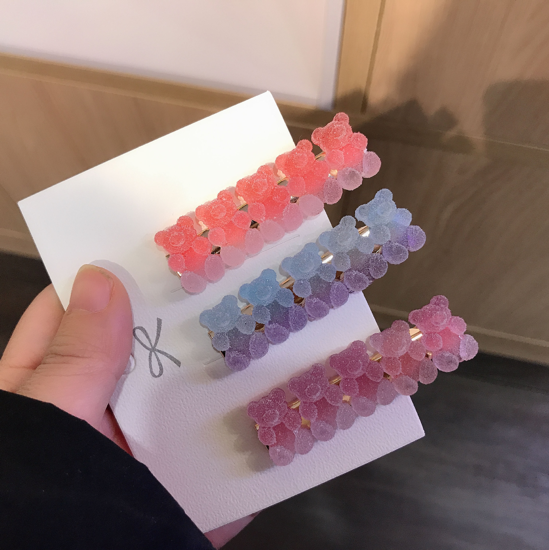 Juice Fudge Gradient Bear Hairpin ~ New Cartoon Cute Girl Side Clip Sweet Bangs Hairpin Hair Accessories for Women