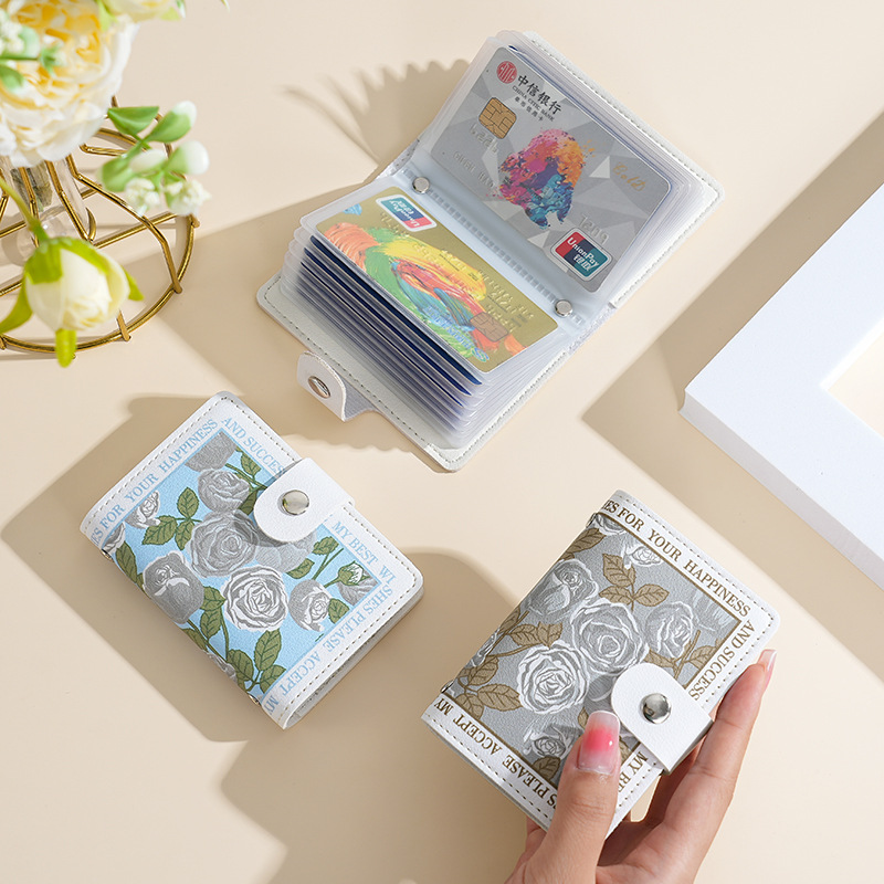 New Flower cartoon card holder men's anti-degaussing multi-card bank card holder certificate bag women's large capacity card holder