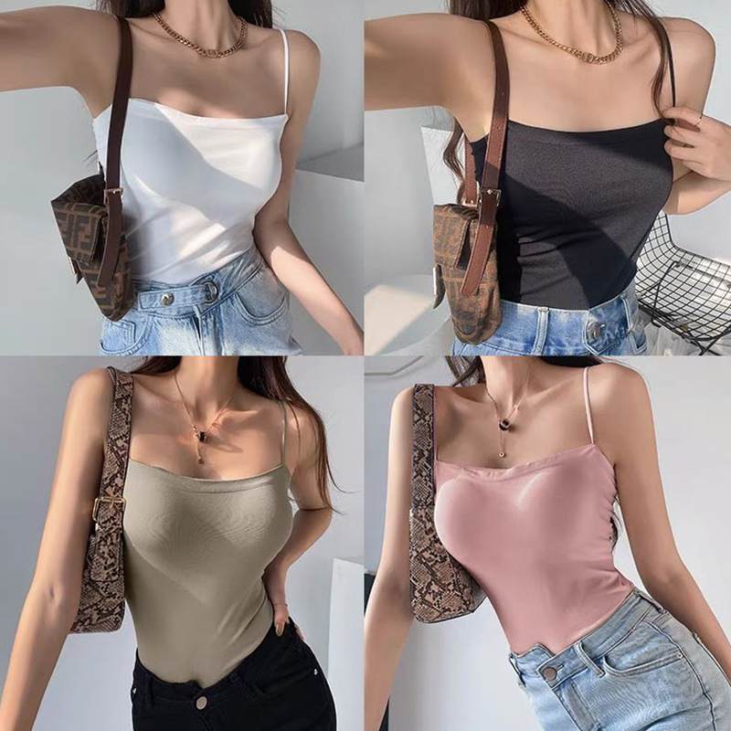 Underwear with Chest Pad Sling Women's One-piece Fixed Cup Wrap Chest Beauty Back Sling Vest for Outer Wearing Inner Top