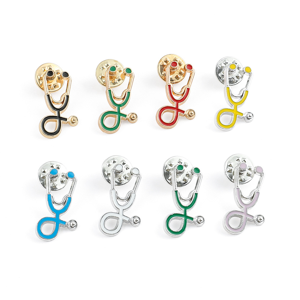 Cross-border Explosions Stethoscope Brooch European and American Medical Series Jewelry Metal Badge Clothes Backpack Jewelry