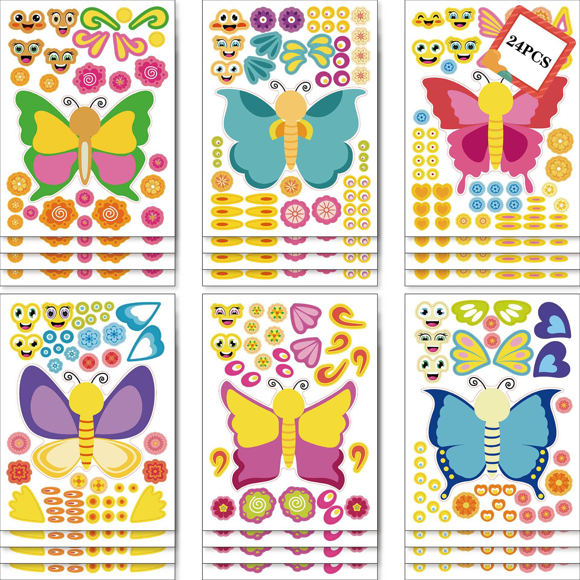 CM2303002 Colorful Butterfly Children's Animation Cartoon Parent-Child Interactive Puzzle Hand Account DIY Face Sticker