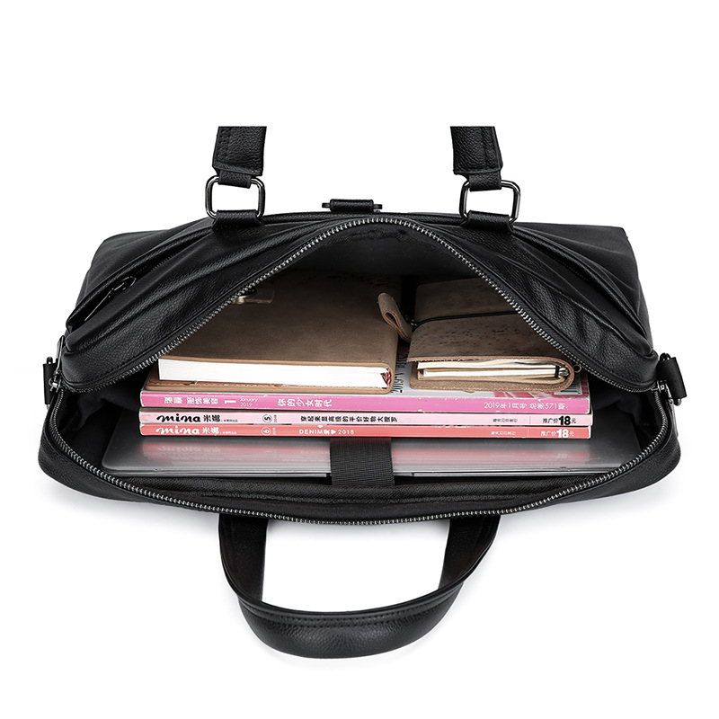 Cross-border new men's portable business briefcase conference bag 15.6 inch notebook bag PU shoulder laptop bag