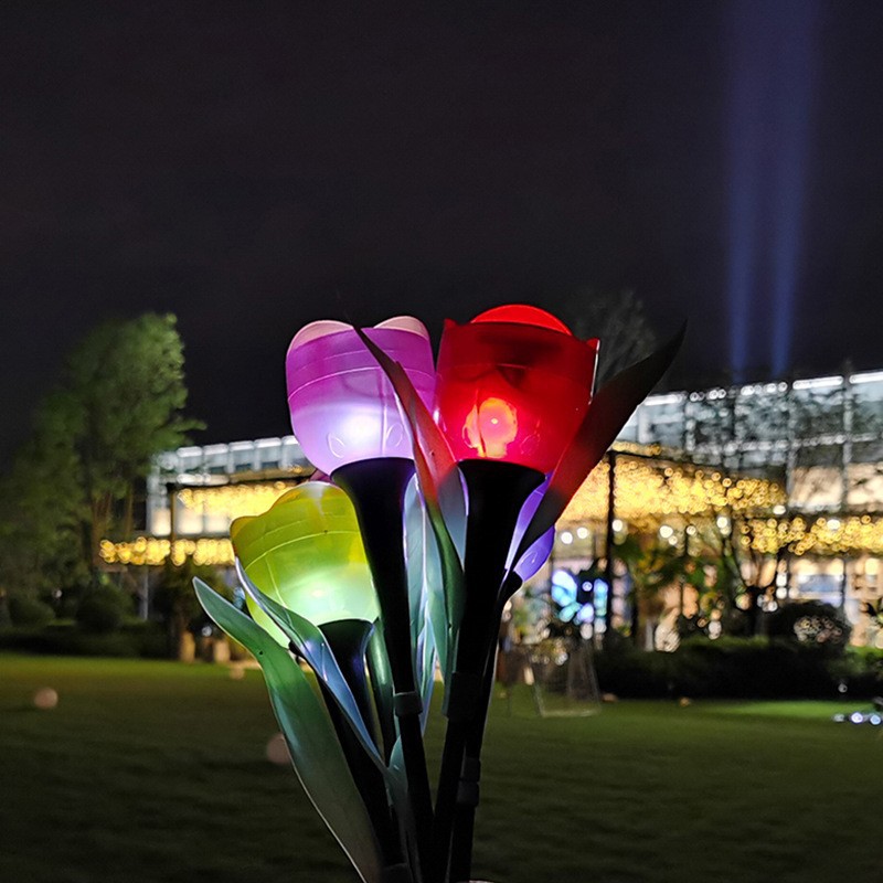 Tulip lamp LED Tulip solar plastic ground lawn lamp outdoor home landscape garden lamp