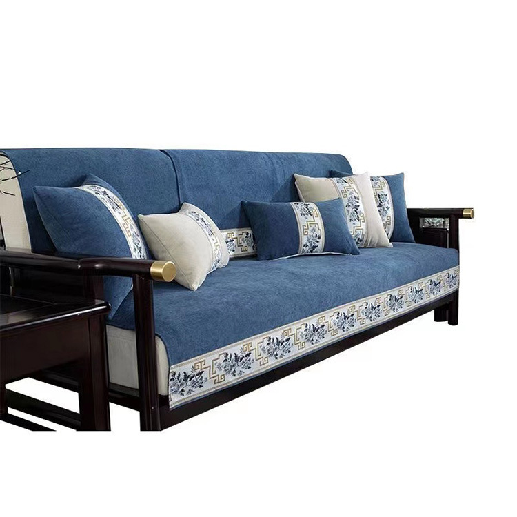 New chenille sofa cushion New Chinese Four Seasons universal sofa cushion solid wood solid color non-slip cover towel wholesale