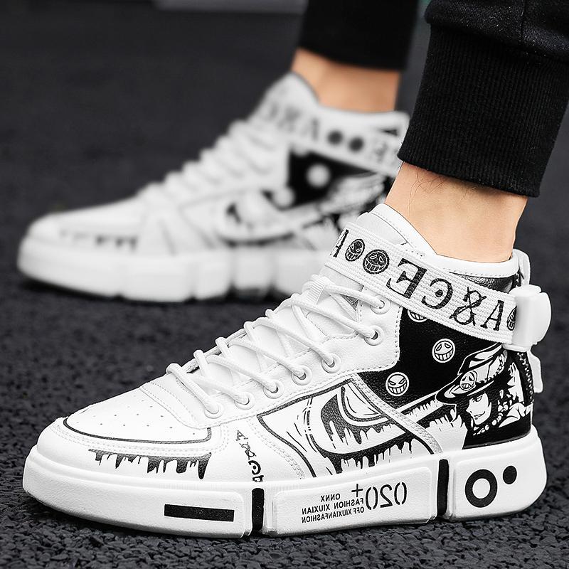 2021 Spring and Autumn Boys Shoes Street Dance Shoes Children Boys Hip-hop Fashionable High Top Shoes Autumn Shoes Large Size Sneakers