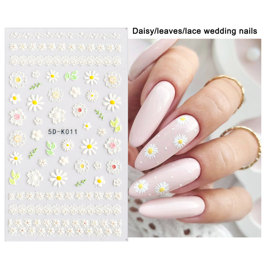 Internet Celebrity Light Luxury 5D Embossed Bump Stereo Nail Art Decal Fashion Piece Butterfly Flower Nail Sticker Jewelry