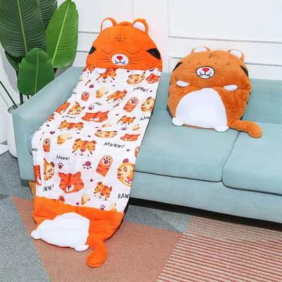 Baby kick-proof children's envelope sleeping bag cartoon one-piece folding pillow children's camping sleeping bag camping sleeping bag