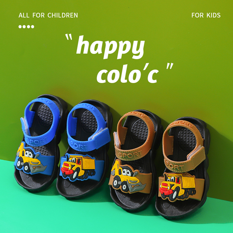 Soil car children's sandals men's baby Summer new cartoon toddler shoes infant non-slip soft bottom beach shoes