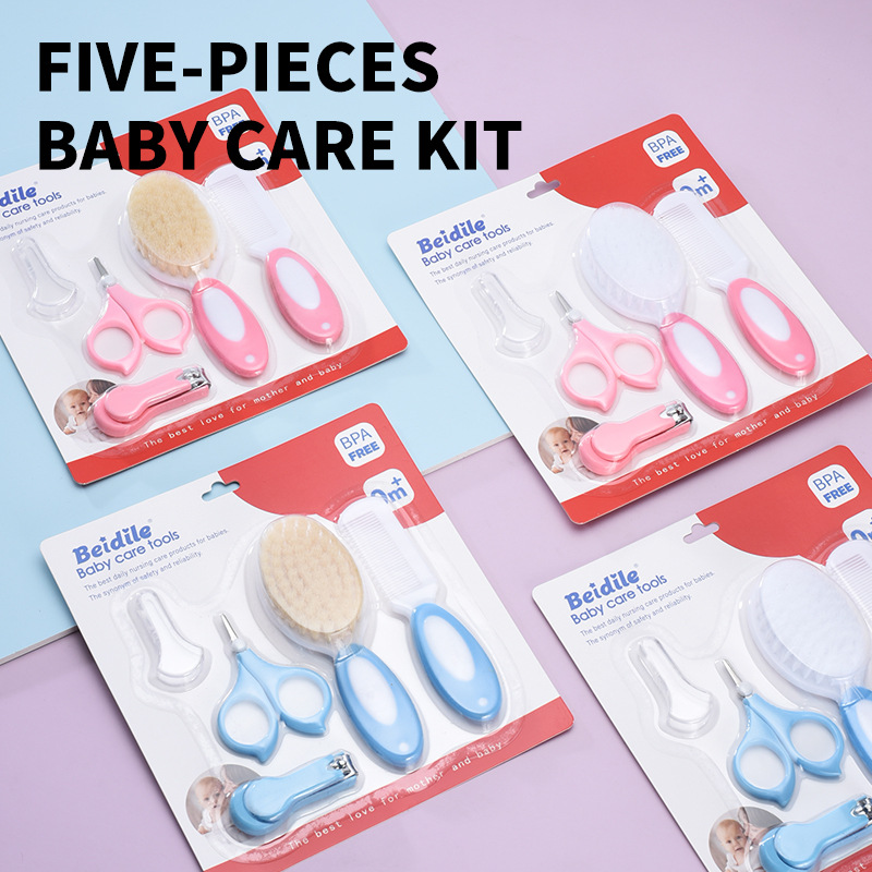 Maternal and infant products wholesale children baby nail clippers 5 sets of comb brush care suit card manufacturers supply