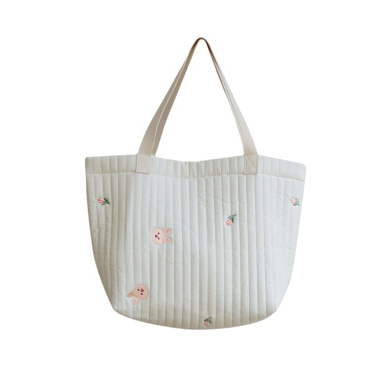 ins South Korea bear embroidered mother and baby bag large capacity multi-function bag lightweight portable mummy bag shoulder bag