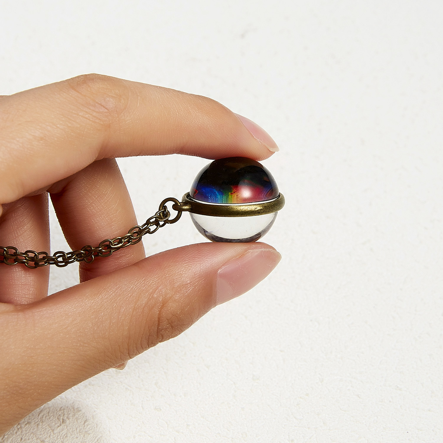 Cross-border Hot Sale European and American Necklace Planet Magic Galaxy Pendant Nebula Cosmic Luminous Double-sided Fashion Collarbone Necklace Chain