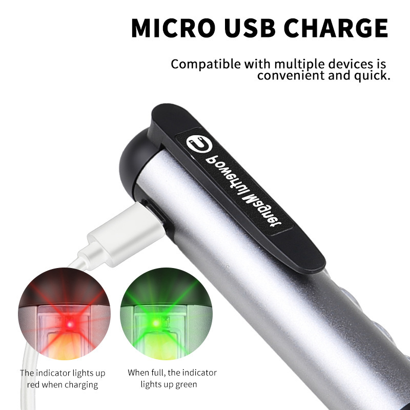 Cross-border new XPE + COB flashlight TYPE-C charging with pen clip magnet portable lightweight pen light small flashlight