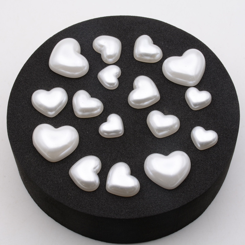 Plastic imitation pearl ABS highlight half white heart-shaped peach heart imitation shell with hole half piece love DIY handmade material