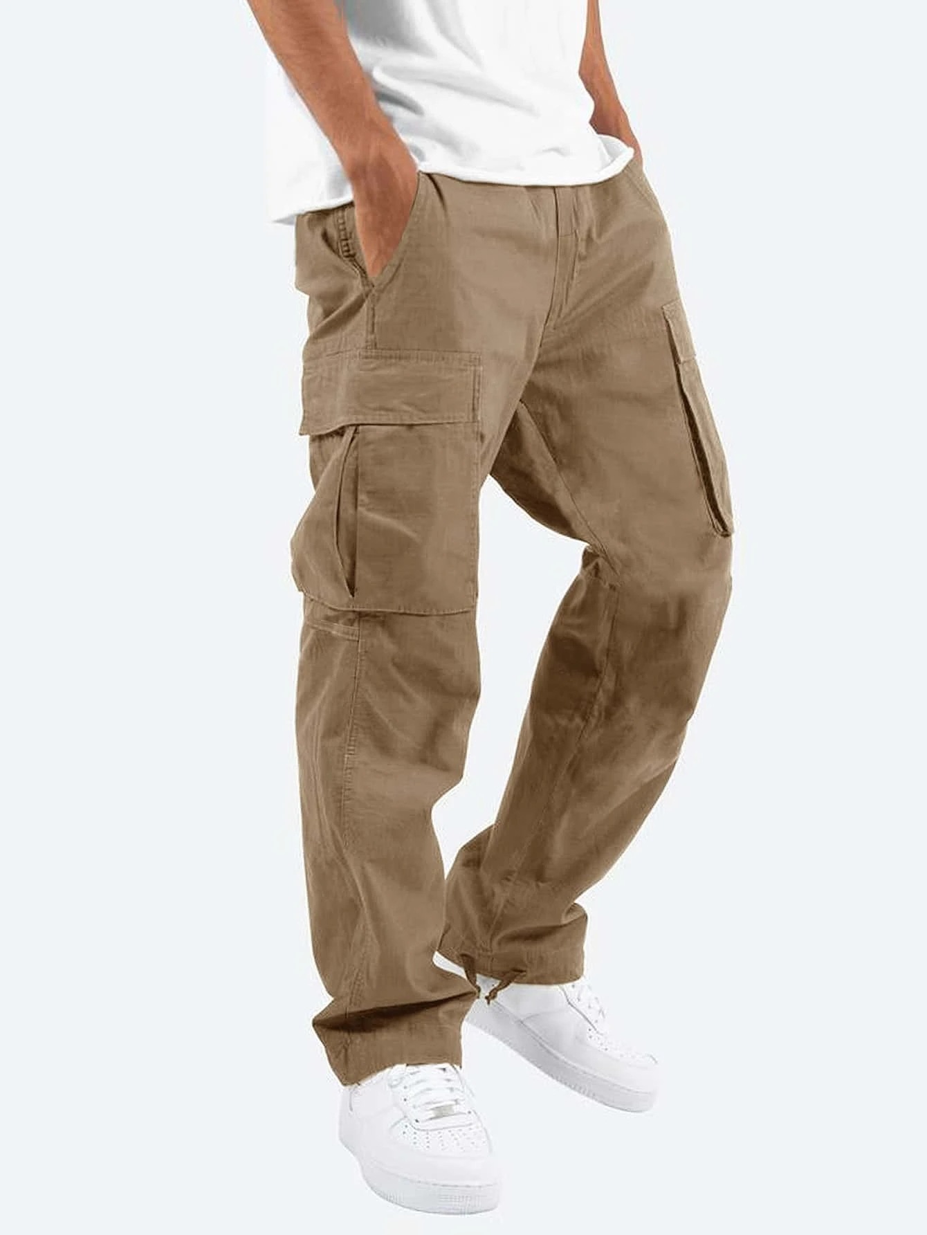 2022 Amazon Summer New Men's Cargo Pants European and American Independent Station Foreign Trade Drawstring Multi-Pocket Casual Pants