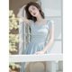 Vintage Minute Style Women's Square Collar French Dress Long High Waist Slimming Skirt Women's Summer Long Dress Summer 2024