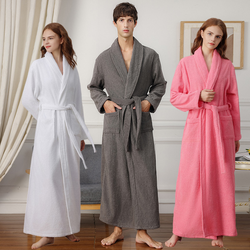 Towel material thickened lengthened bathrobe hotel couple long women's nightgown absorbent bathrobe cross-border Amazon delivery