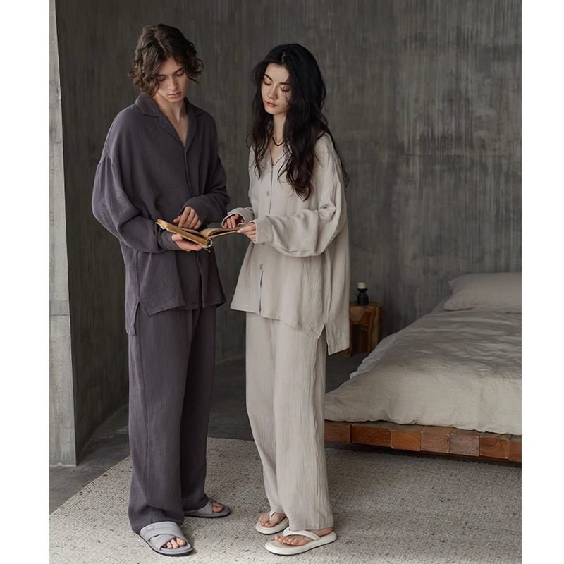 Pajamas Women's Spring and Autumn long-sleeved cotton thin autumn and winter home wear women's simple loose outer wear casual suit