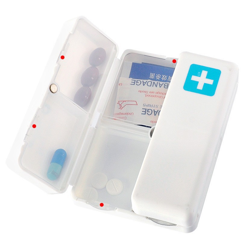 Wholesale portable 7-grid pill box independent folding double-layer storage box magnet magnetic seven-grid pill box