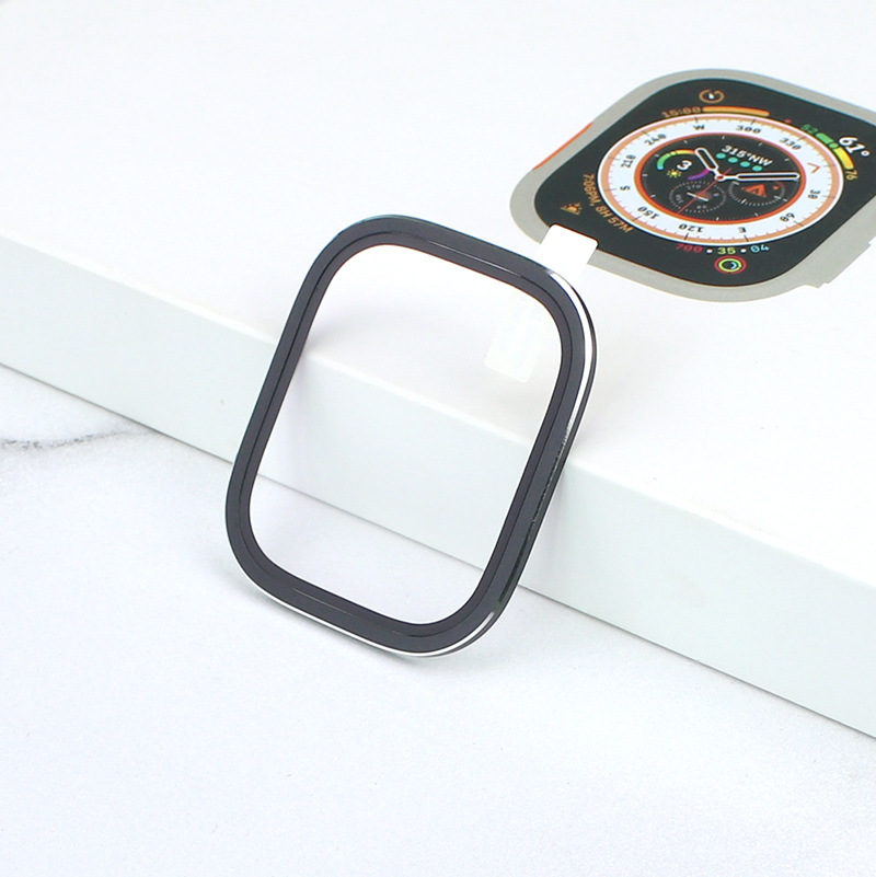 For Apple watch ultra watch Titanium Alloy Frame Tempered Film 49mm Anti-fall Protective Film