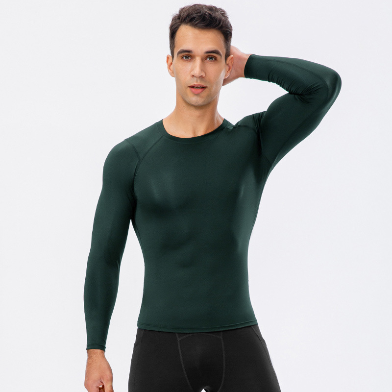 Men's Autumn and Winter New Sports Long-sleeved Outdoor Running Tight-fit Training T-shirt High Elasticity Quick-drying Fitness Suit 11515