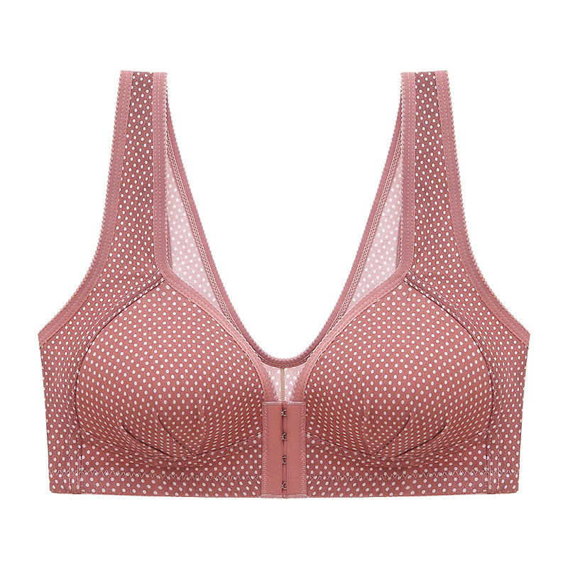 Cross-border Large Size Front Button-up Gypsophila Adjustable Accessory Breast Thin Mould Cup for Middle-aged and Elderly Women Printed Side Collector Corset
