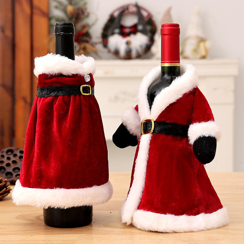 Décorations de Noël transfrontalières neuves Robe Robe Ensemble de bouteilles de vin Ensemble de vin de Noël créatif Décoration de table à manger à domicile_voghion.com