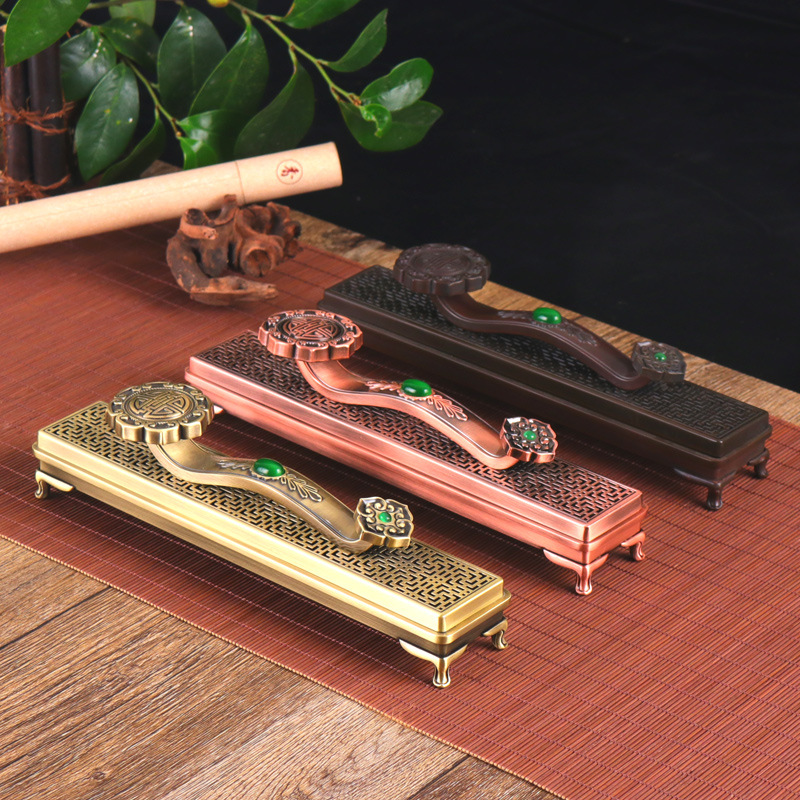 Ruyi Alloy Sleeping Incense Furnace Household Indoor Incense Furnace Incense Box Incense Insert Sandalwood and Aquilaria Incense Furnace Antique Incense Furnace