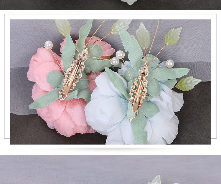 Tang Style Flower Clip Silk Flower Hairclip Antique Rear Pressure Headwear Hanfu Hair Accessories Ancient Clothing Accessories Cheongsam Flower Edge C_voghion.com