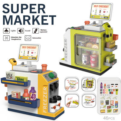 Cross-border children's sound and light supermarket sales desk set shopping card scanning cash register play house supermarket toys