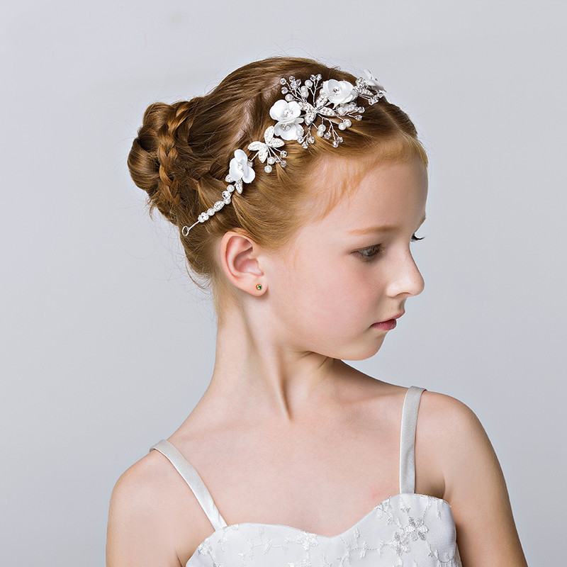 Amazon Children's Hair Accessories Little Girl's Headwear Princess Hair Band Korean Style Girls' Headflower Birthday Performance Accessories White