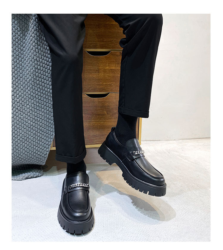 Lefu Shoes Men's 2021 New Thick-soled Leather Shoes British-style Increased Round Toe Slip-on Lazy Shoes 2137-T_voghion.com