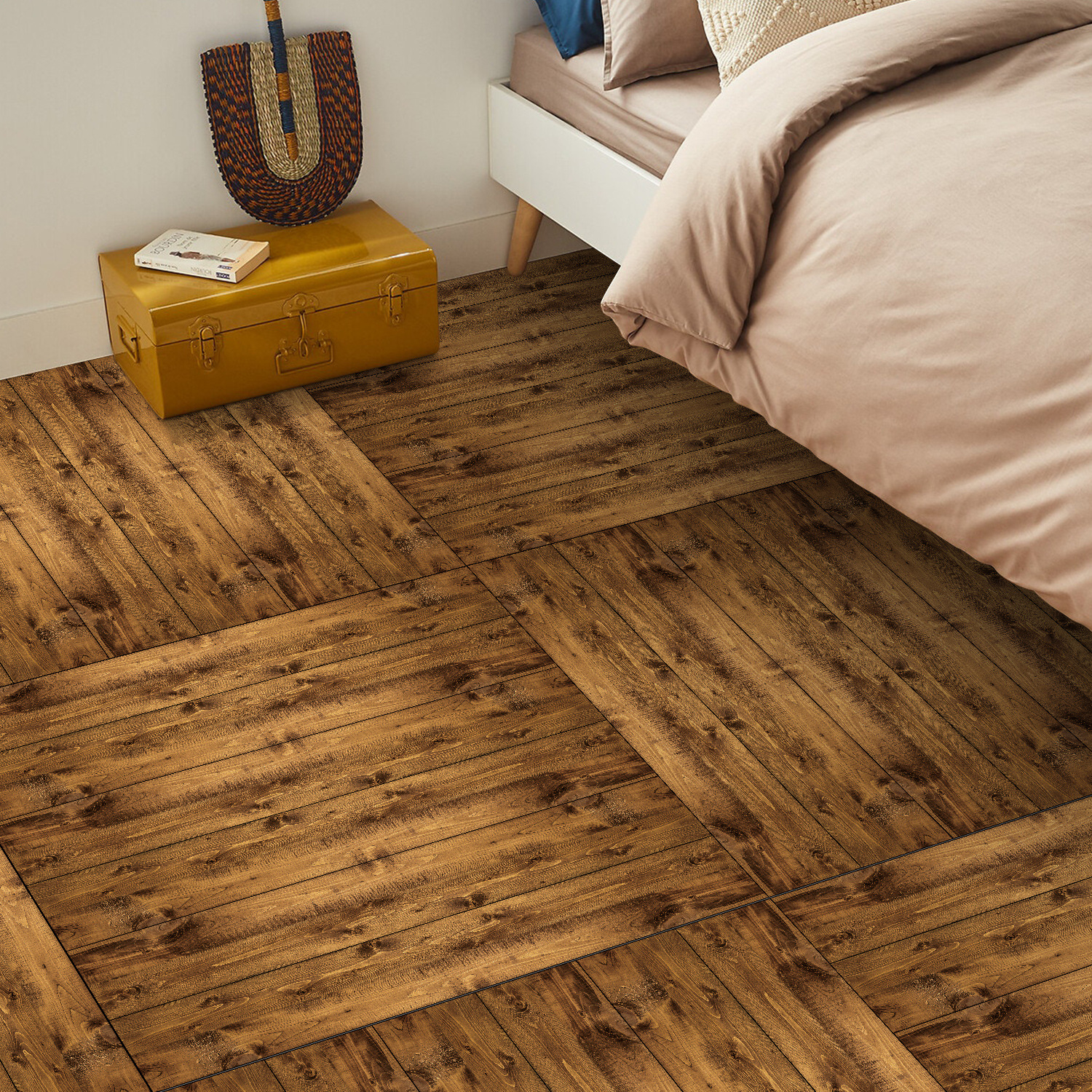 American Style Wood Grain Floor Sticker Thickened Frosted Non-Slip Home Living Room Bedroom Floor Tile Renovation Sticker Waterproof